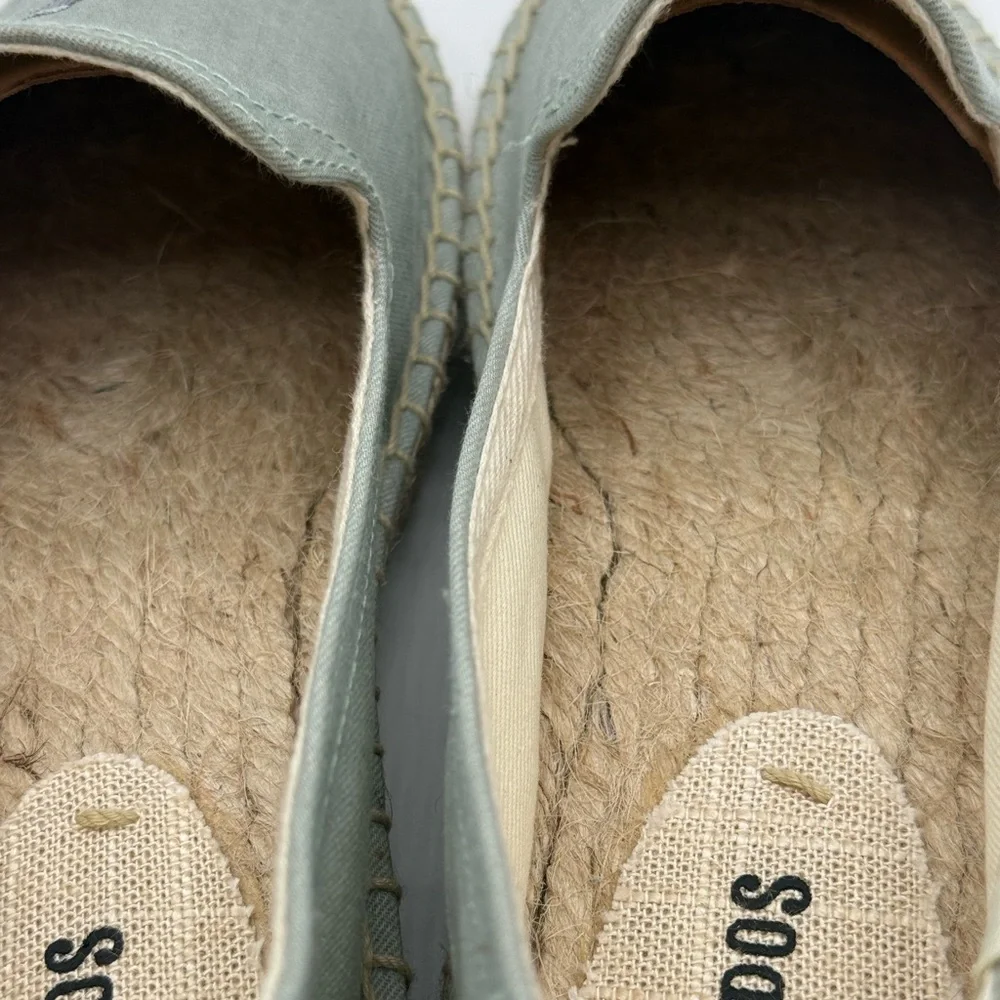 Soludos La Vie En Rosé Embroidered Espadrille Flats Blue Canvas Slip-On Shoes